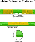 Six Pack Beehive Entrance Reducer Kit With Adjustable Sliding Gate For 10 Frame Hives, 14.76 inch, green and yellow plastic