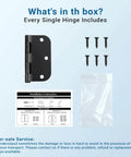 Matte Black Door Hinges 3 Pack 3.5 Inch By 3.5 Inch Heavy Duty No Squeak Rust Proof Interior Hinge Set With Five Eighths Radius Corners Durable Steel Construction Easy Install And Quiet Operation For Smooth Daily Use includes hinge screws instructions