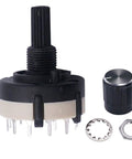 Rotary Switch RS26 1P12T 12 Position Band Selector Switch For Radio And DIY Electronics, kit with black knob and mounting hardware