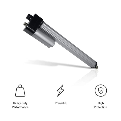 12V Feedback Water Resistant Linear Actuator With 6 Inch Stroke And Beefy 450 Lb Force IP66 Marine Grade, side view.