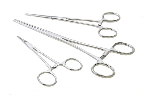 Go To Workhorse Hemostat Forceps Set In Stainless Steel, Six Piece Straight And Curved Locking Clamps For Fishing, Crafts, Medical And Hobby Use