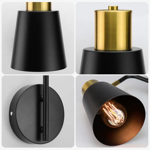 Industrial Style Black Wall Sconces Dope 2 Pack Swivel Arm Lamps with E26 Base 360 Degree Adjustable Rustic Metal Wall Lighting