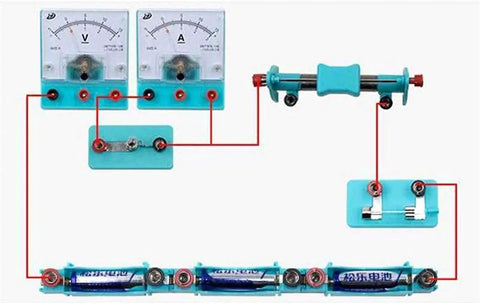 Hands On Electromagnetism Experiment Kit With Electric Bell Easy Electromagnet Tests showing series circuit with voltmeter and ammeter.