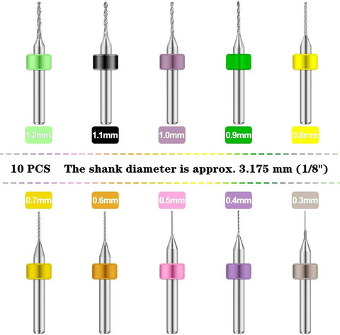 10 piece drill bit set from 32 Piece Pin Vise Hand Drill Set For Jewelry Making And Mini Crafting Kit With 0.8 To 3.0 mm Twist Drill Bits And 0.3 To 1.2 mm PCB Drills
