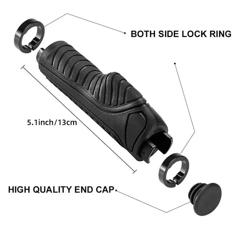 Mountain Bike Grips Lock On Aluminum Clamp Handlebar Grips For MTB BMX Ergonomic Design 5.1 inch grip with lock rings and end cap