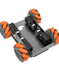 Mecanum wheel chassis car kit with TT motors on aluminum frame for DIY educational robot, 4 orange wheels