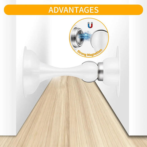 Heavy Duty Stainless Steel Door Stopper With Magnetic Catch installed on wooden floor, demonstrating strong magnetism.