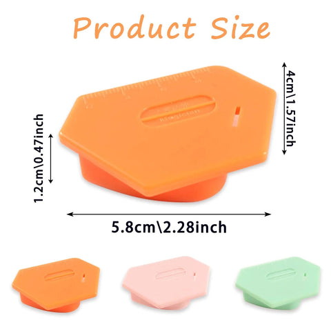 Upgraded Magnetic Seam Guide For Sewing Machines With Polygonal Design, orange, with size dimensions and multi-color options.