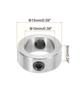 Heavy Duty 3/8 Inch Bore Aluminum Shaft Collar With M4 Screws And Wrench For CNC Parts Machine Tools Drive Shafts Wheelbarrows And Lawn Tractors Silver 1 Set, 10x15x6mm