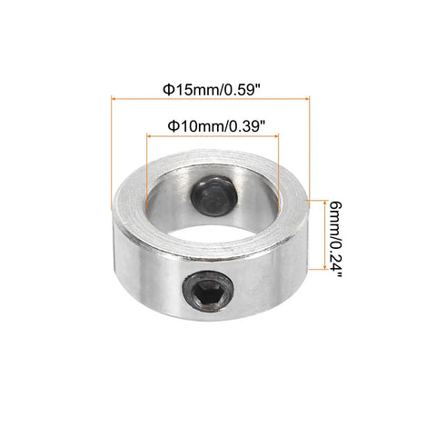 Heavy Duty 3/8 Inch Bore Aluminum Shaft Collar With M4 Screws And Wrench For CNC Parts Machine Tools Drive Shafts Wheelbarrows And Lawn Tractors Silver 1 Set, 10x15x6mm