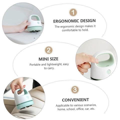 Fuss Free Rechargeable Desktop Vacuum Cleaner That Knocks Dust And Pet Hair To The Curb In Seconds showing ergonomic design and mini size.