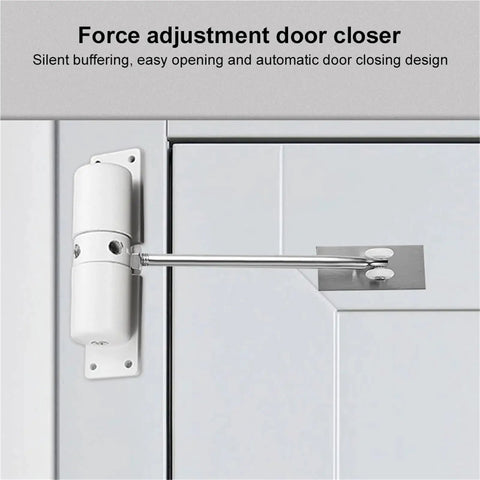 Premium Automatic Door Closer Aluminum Alloy Adjustable Closing Hinge With Wear Resistant Rebound Stopper Black Finish