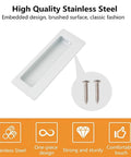 2 Pack Rectangular Recessed Concealed Door Handles 115mm Embedding Sliding Cabinet Pulls Stainless Steel With Screws