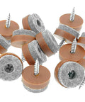 40 Pcs Screw On Felt Pads For Furniture Brown 20mm with screws, fit wooden chair and table legs, protect hardwood floors