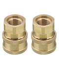Two brass pressure washer couplers, 1/4 in quick-connect to female NPT, 5000 psi.