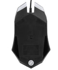Top Tier Wired Gaming Mechanical Keyboard With Fire Rgb Backlit Lighting And Clutch Ergonomic Layout Featuring Beast Mode Anti Ghosting Plus Smooth Multimedia Keys For Pcs - bottom view of mouse with USB connector.