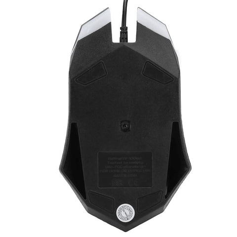 Top Tier Wired Gaming Mechanical Keyboard With Fire Rgb Backlit Lighting And Clutch Ergonomic Layout Featuring Beast Mode Anti Ghosting Plus Smooth Multimedia Keys For Pcs - bottom view of mouse with USB connector.