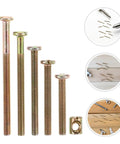 100 Piece M6 Zinc Plated Furniture Bolts And Nuts Kit with round head hex socket screws for cribs and beds