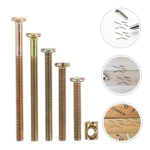100 Piece M6 Zinc Plated Furniture Bolts And Nuts Kit with round head hex socket screws for cribs and beds