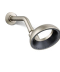 Statement VES Single-Function Showerhead 1.5 GPM Vibrant Brushed Nickel, wall-mounted with wide spray head, angled view