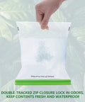 Odor Proof Storage Bags 12x20 Inch Reusable Dual Zip Barrier Bags being held by hand showing waterproof feature