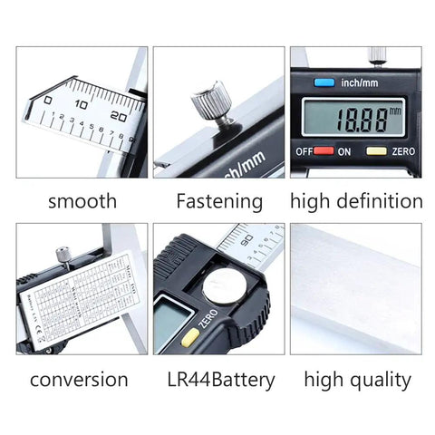 Close-up of Digital Depth Caliper Gauge 0 To 150mm 0.01mm Resolution Electronic Depth Rule With Stainless Steel Body