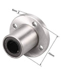 2 Pcs LMF13UU Linear Ball Bearings Double Rubber Dust Seals 13 mm Bore 23 mm OD 32 mm Length Round Flange close-up showing flange and sizing.