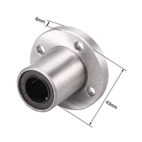 2 Pcs LMF13UU Linear Ball Bearings Double Rubber Dust Seals 13 mm Bore 23 mm OD 32 mm Length Round Flange close-up showing flange and sizing.