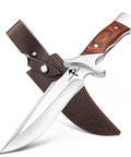 Fixed Blade Camping Knife With Sheath 6 Inch Outdoor Knife Full Tang 440C Steel Bushcraft Knife With Redwood Handle