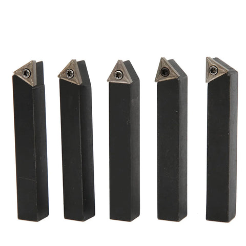 FLEXMAN 5-piece indexable turning tool set with 3/8in carbide inserts, black rectangular tool bits