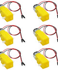 Six Pack Of 3V-6V DC Gear Motors With Dual Shaft Geared Magnetic Gearbox And 1 To 48 Reduction, Pre Soldered Wires, Dope For Arduino