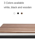 Adjustable Rolling Laptop Desk With Spacious Aluminum Top And Quick Height Adjustments showing brown, white, and black color options.