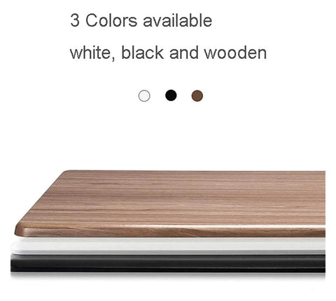 Adjustable Rolling Laptop Desk With Spacious Aluminum Top And Quick Height Adjustments showing brown, white, and black color options.