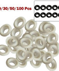 Badass Plastic Eyelets Hand Press Kit Adjustable Resin Grommets in white, 15mm inner, 50 pack for various projects.