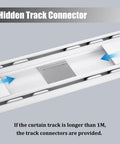 Ceiling Mounted Double Curtain Track System In Aluminum, White Finish, Silent Rails, 2.4m Length (7.9ft), Heavy-Duty Glide For Thick Curtain Panels Up To 88lbs hidden track connector