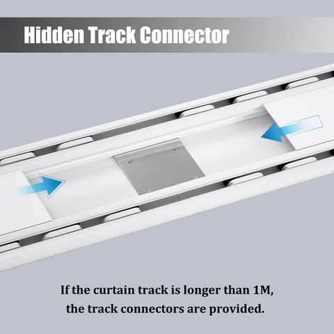 Ceiling Mounted Double Curtain Track System In Aluminum, White Finish, Silent Rails, 2.4m Length (7.9ft), Heavy-Duty Glide For Thick Curtain Panels Up To 88lbs hidden track connector