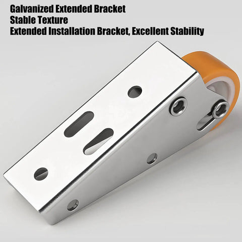 Heavy Duty Gate Support Wheel Quietly Fixes Sagging Wood Doors With Smooth Rolling Caster featuring galvanized extended bracket.