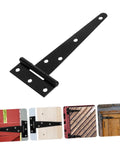 Heavy Duty Black Galvanized T Shape Weld On Hinges 5 Inch 8 Pack for cabinets, screen doors, garage and RV use, shown on doors