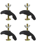 Four Pack Heavy Duty Nylon Arcuate Press Plate Clamps Offer Dead Secure Grip On T Slot Workbenches, showcasing durable polyamide construction.