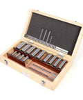 22 Piece HSS Keyway Broach Set For Lathe Industrial Broaching Tools Metric Sizes B4mm B5mm C6mm C8mm in a wooden box
