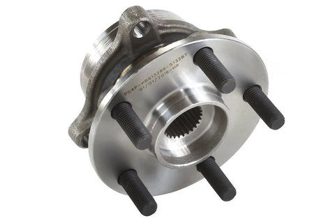 Front Wheel Hub Bearing Assemblies With ABS Replacement For 2010 2015 Toyota Prius And 2012 2015 Prius Plug In Plus 2011 2017 Lexus CT200h Left And Right 2 Piece Set Built For A Quiet Smooth Ride And Quick Install For Your Daily Drive, showing close-up of metal hub with studs.