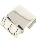 304 Stainless Steel Curved Glass Door Hinge Single Sided For 8 To 12mm Tempered Glass, detailed view of hinge mechanism.