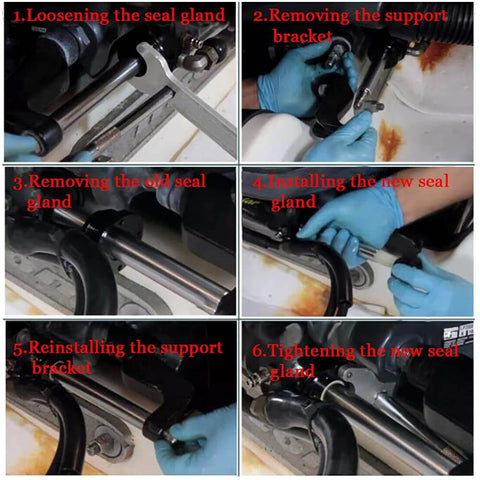Step-by-step installation of Front Mount Hydraulic Steering Cylinder Seal Kit For SeaStar Pivot And Front Mount Cylinders On Outboard Motors Replacement Seals For HC5340 HC5341 C5348 HC5358 HC5365 HC5375 HC6755