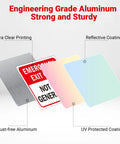 2 Pack Emergency Exit Only Sign Not For General Use Clear As Day Warning Label showing rust-free aluminum with reflective coating.