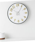 Wall clock with Self Adhesive Gold Clock Numerals Kit With Arabic And Roman Numerals For Easy DIY Wall Clock Repair