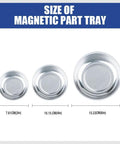 Magnetic Tray Set For Mechanics Gearhead Favorite 3 Piece Round Stainless Steel Magnetic Parts Tray Kit In 3 In 4 In And 6 In Sizes