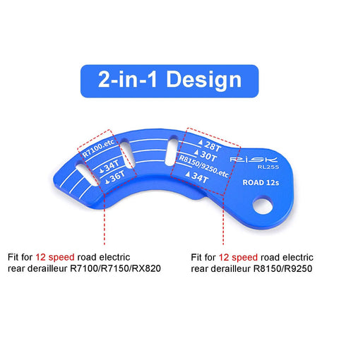 Two Pack 12 Speed Di2 Derailleur Adjustment Tool for Shimano R7100 R8150 R9250 with blue 2-in-1 design gauge