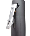 Heavy Duty Pneumatic Extended Angle Grinder With Slick Aluminum Housing And Kickback Safety Guard close-up of latch mechanism.
