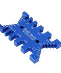 Pro Grade High Precision Aluminum Dovetail Caliper And Tenon Gauge For Woodworking Measuring Height And Gaps, Metric And Imperial, CNC Machined Aluminum Tool For Saw Tables And Machines MG016B blue aluminum height master gauge with metric and imperial scales