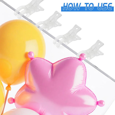 Clear Balloon Arch Clips Pack Of 20 Large Spring Clamps for Balloon Backdrops and Party Decor in use with balloons